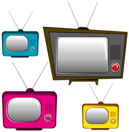 vector old TV isolated on white backgroundのイラスト素材