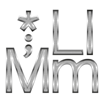 vector set of thin diamond metal letters on whiteのイラスト素材