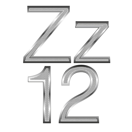vector set of thin diamond metal letters on whiteのイラスト素材