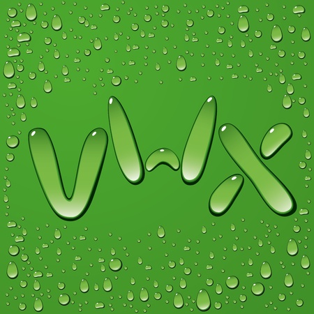 vector water drop letters isolated on green backgroundのイラスト素材