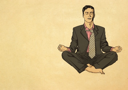businessman in lotus pose meditatingの写真素材