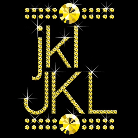 vector diamond letters with gemstones isolated on blackのイラスト素材