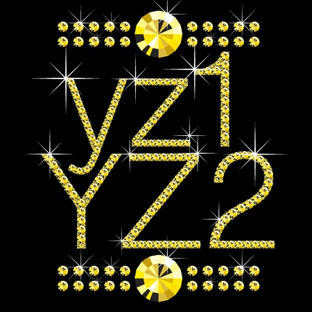 vector diamond letters with gemstones isolated on blackのイラスト素材