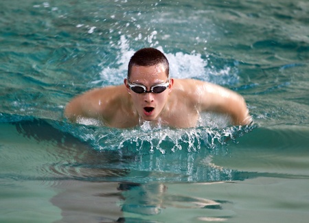 swimmer training in the waterpoolの写真素材