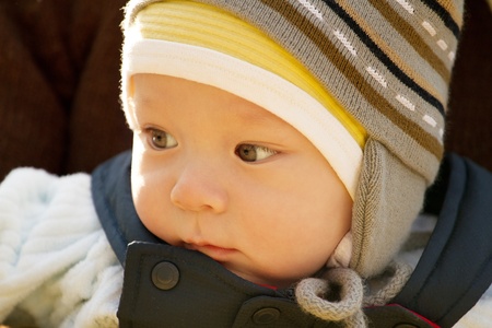 Baby outdoors close to nature and have fun