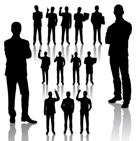 handmades silhouettes of business people in different posesのイラスト素材