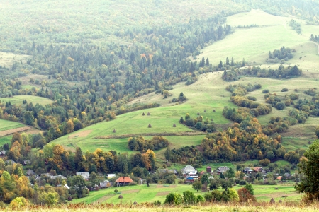 Zakarpattia Ukraine. Landscape with mountains, hills and river 