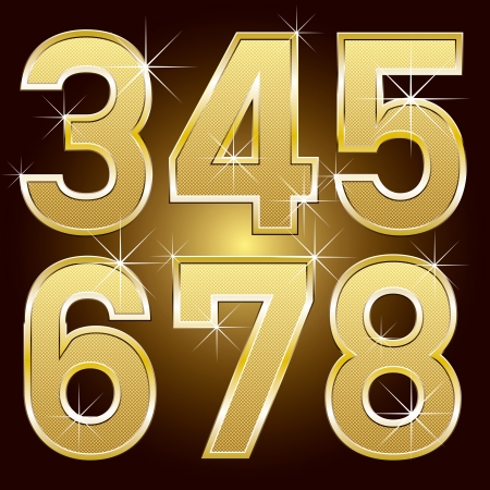 Golden letters and numbers big and smallのイラスト素材