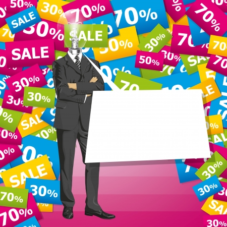 Sale concept. Vector business man in suit with folded hands. All layers well organized and easy to editのイラスト素材