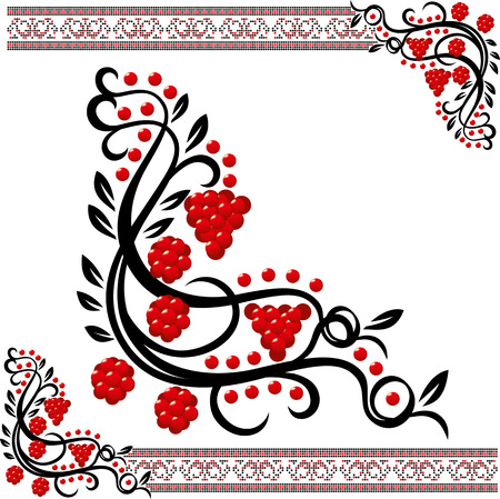 Vector traditional ukrainian pattern with guelder-roseのイラスト素材