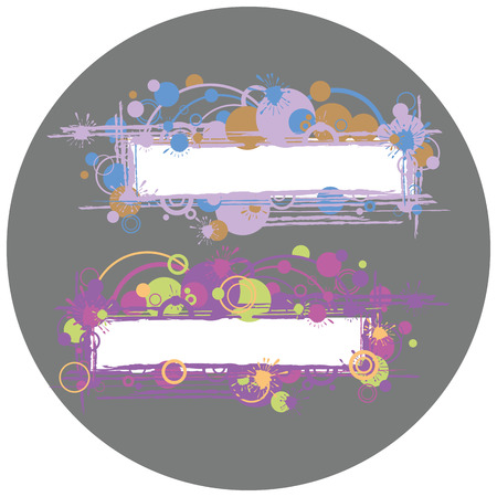 Vector colored abstract frames with paint and blotsのイラスト素材