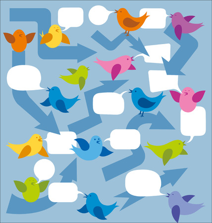 Vector card with birds and speech bubblesのイラスト素材