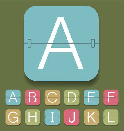 set of mechanical scoreboard alphabetのイラスト素材