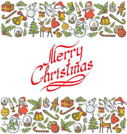 Card with Christmas and New Year elementsのイラスト素材