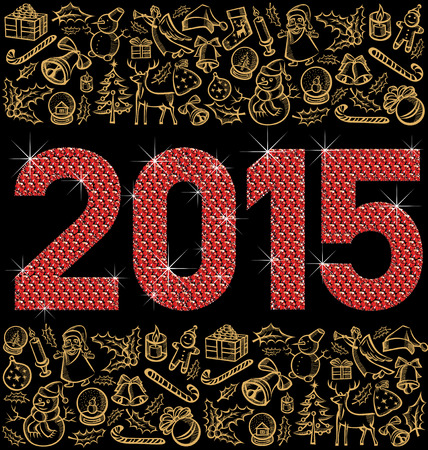 vector diamond numbers 2015 and Christmas and New Year objectsのイラスト素材