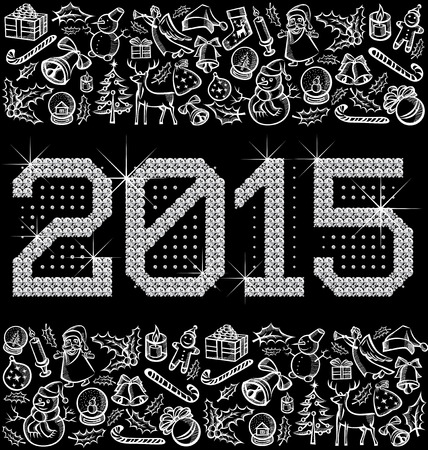 vector diamond numbers 2015 and Christmas and New Year objectsのイラスト素材