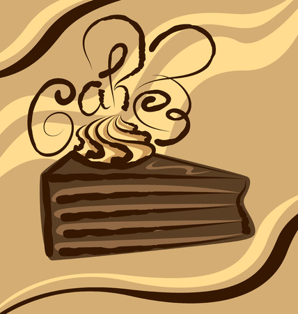 vector chocolate cake with calligraphic inscriptionのイラスト素材