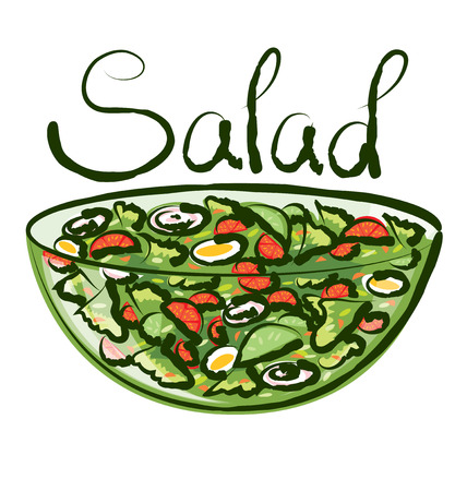 vector salad with calligraphic inscriptionのイラスト素材