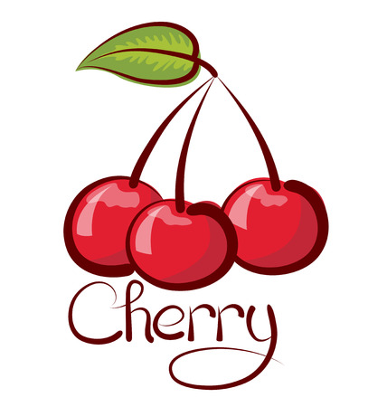 vector cherry with calligraphic inscriptionのイラスト素材