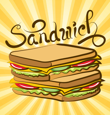 vector sandwich with calligraphic inscriptionのイラスト素材