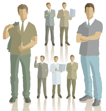 Vector silhouettes of business people with transparency shadowsのイラスト素材