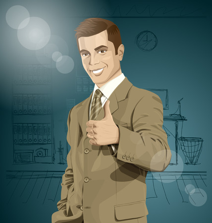 Vector hipster business man shows well doneのイラスト素材