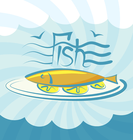 vector fish with calligraphic inscription and aromaのイラスト素材