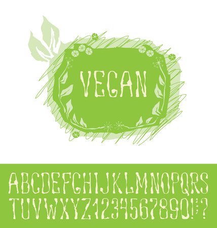 Vector with hand made font. With inscription Veganのイラスト素材