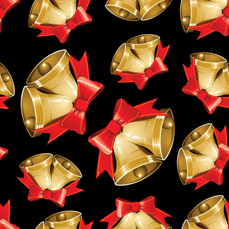 Vector Christmas seamless pattern with bells decorationsのイラスト素材