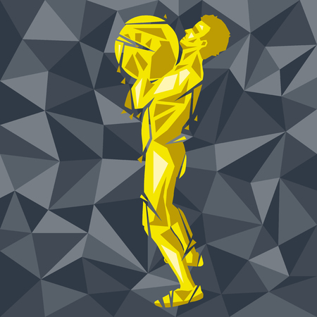 Geometric Crossfit concept. Ball Slams. Vector silhouette of man doing fitness and crossfit. Active and healthy life conceptのイラスト素材
