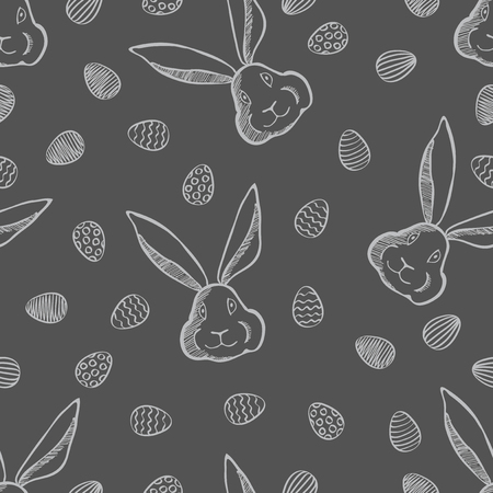 Illustration of seamless pattern with Easter eggs and rabbitのイラスト素材