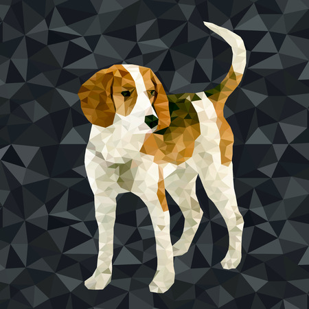 Polygonal dog silhouettes vector illustration. Set of poly dog play and have fun outdoors.のイラスト素材