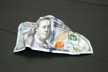 ?rumpled dollars money. New age of cryptocurrency money conceptの写真素材