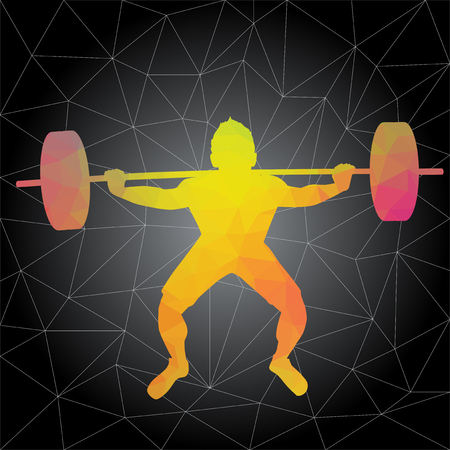 Crossfit concept. Vector silhouettes of people doing fitness and crossfit workouts in many different position. Active and healthy life conceptのイラスト素材