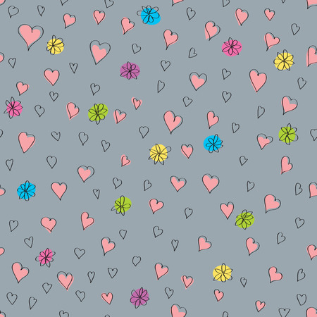 Vector Seamless Valentines Day Greeting Card. Abstract Love Illustration. Love concept background with heartsのイラスト素材