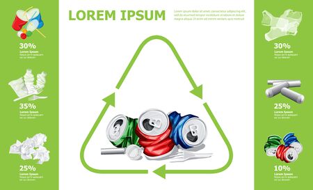 Vector Info Chart Or Infographics. Recycling Sign. Conceptual Image Of Different Recycling Garbageのイラスト素材