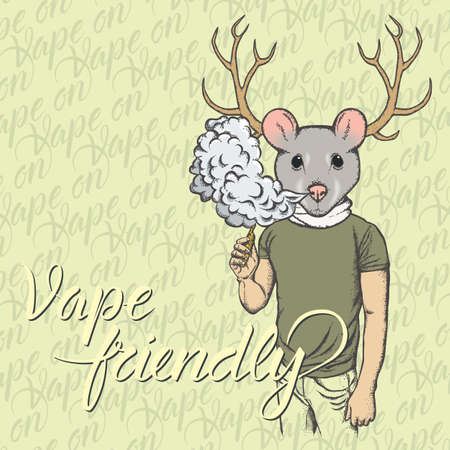 Rat vector concept. Rat smoking or vaping an electronic cigarette, in human suitのイラスト素材