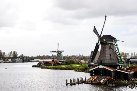 Historic old windmills ,Zaan Schan, Netherlandsの写真素材