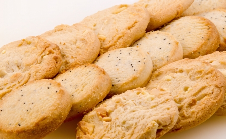 Golden almond and macadamia nut cookiesの写真素材