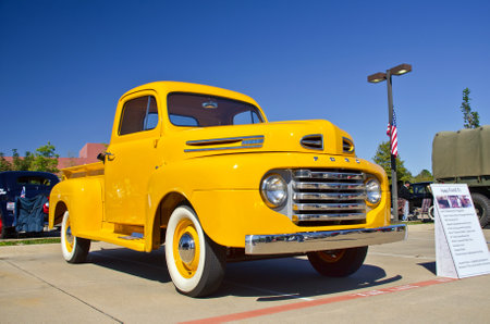 Westlake, Texas - October 27, 2012: A 1949 Ford F1 pickup truck on display at the 2nd Annual Westlake Classic Car Show in Westlake, Texas.のeditorial素材