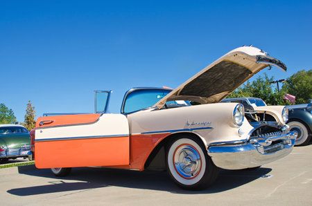 Westlake, Texas - October 19, 2013 - A 1955 Oldsmobile convertible is on display at the 3rd Annual Westlake Classic Car Show in Westlake, Texasのeditorial素材