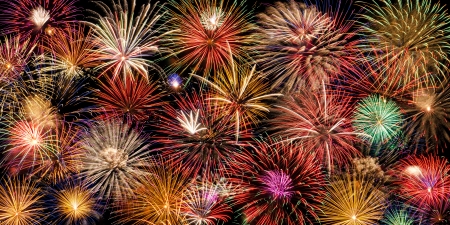 Festive and colorful fireworks displayの写真素材