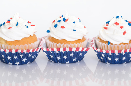 Row of patriotic cupcakes with sprinklesの写真素材