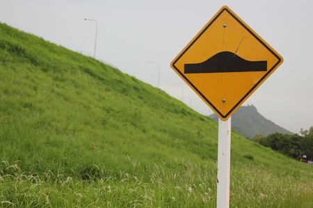 Beautiful mountain and mountain signの写真素材