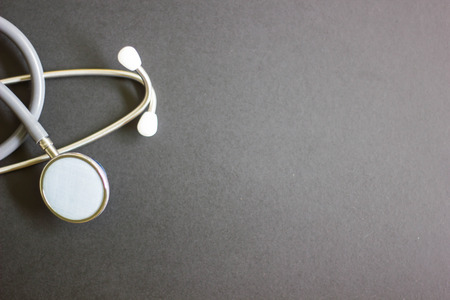 Stethoscope and blackboard, blank black board and stethoscopeの写真素材