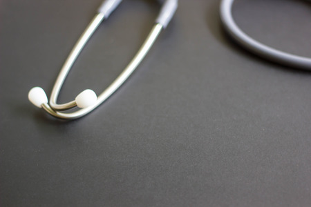Stethoscope and blackboard, blank black board and stethoscopeの写真素材