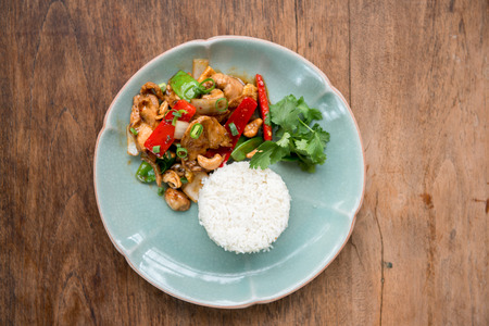 garlic chicken with riceの写真素材