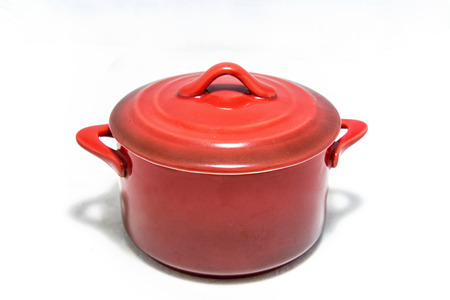 Red saucepan isolateの写真素材