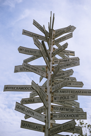 Street sign to many countryの写真素材