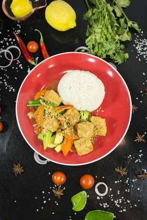 Asian stir fried with riceの写真素材